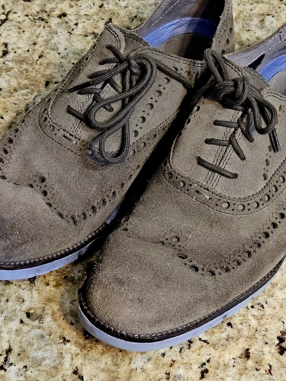 Cole Haan Hybrid Sneaker Men's Suede Wingtip Oxford Shoes - ZEROGRAND Gray 9.5